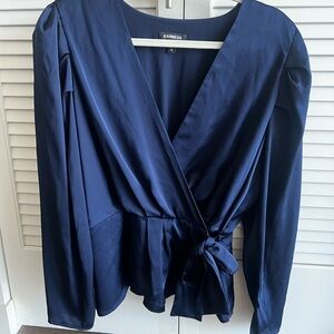 Express Women's Navy Wrap Top